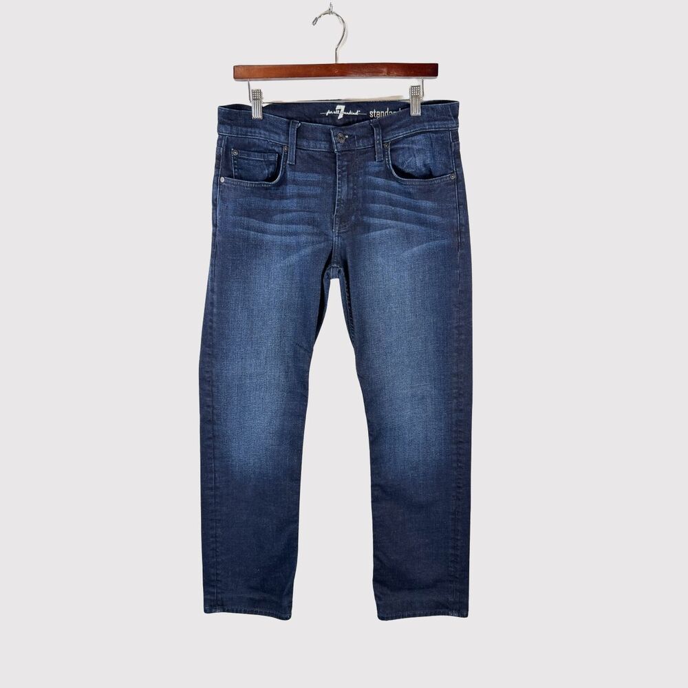 7 For All Mankind Mens Jeans Blue Denim Standard Straight Dark Wash Casual 33x27